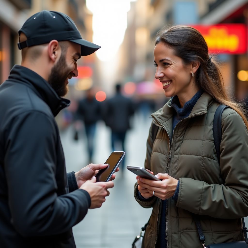 Vendedores ambulantes usando pagos digitales en Argentina